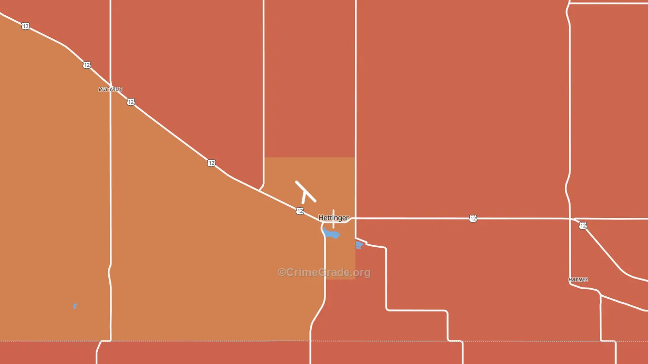 Hettinger, ND Map of Drug-Related Crime Rates
