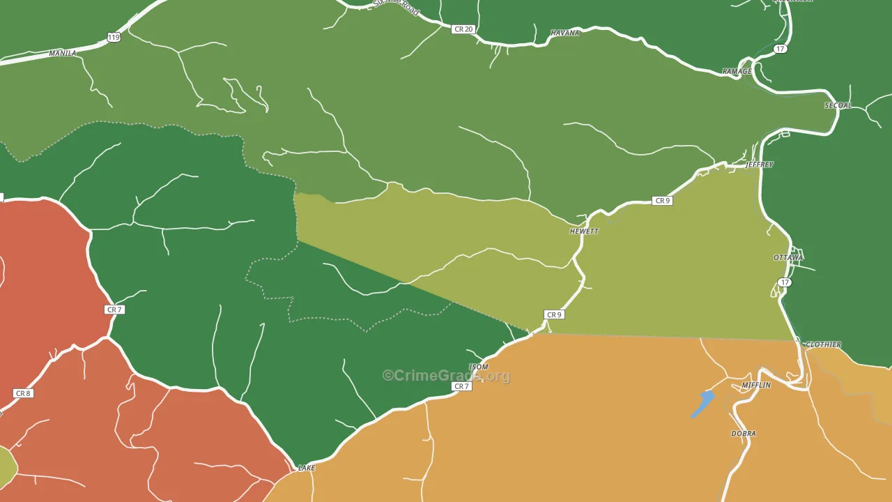 Hewett, WV Map of Drug-Related Crime Rates