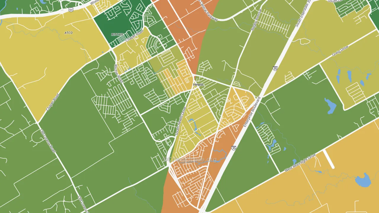 Hewitt, TX Map of Drug-Related Crime Rates