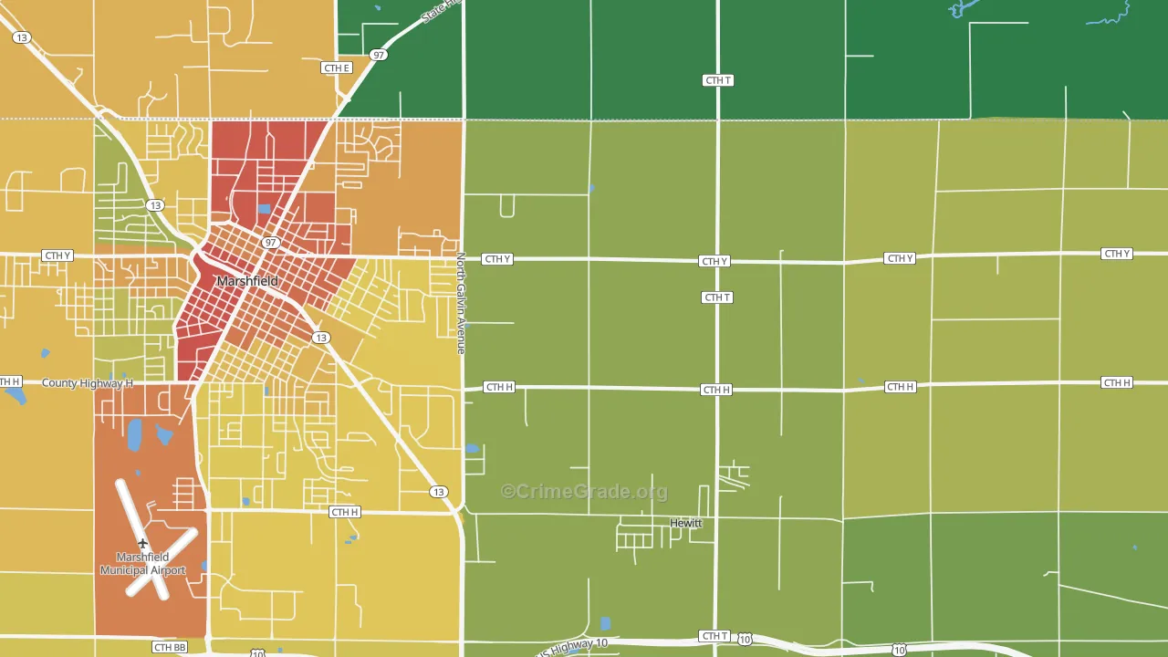 Hewitt, WI Map of Drug-Related Crime Rates
