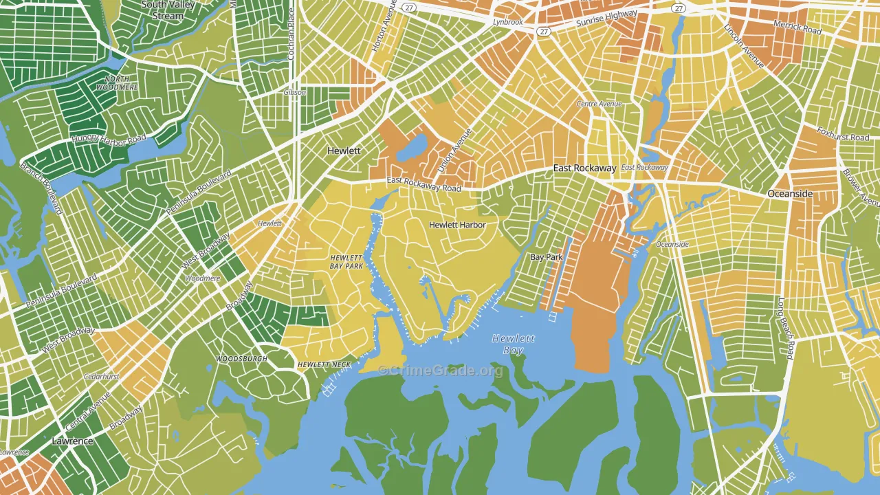 Hewlett Harbor, NY Map of Drug-Related Crime Rates