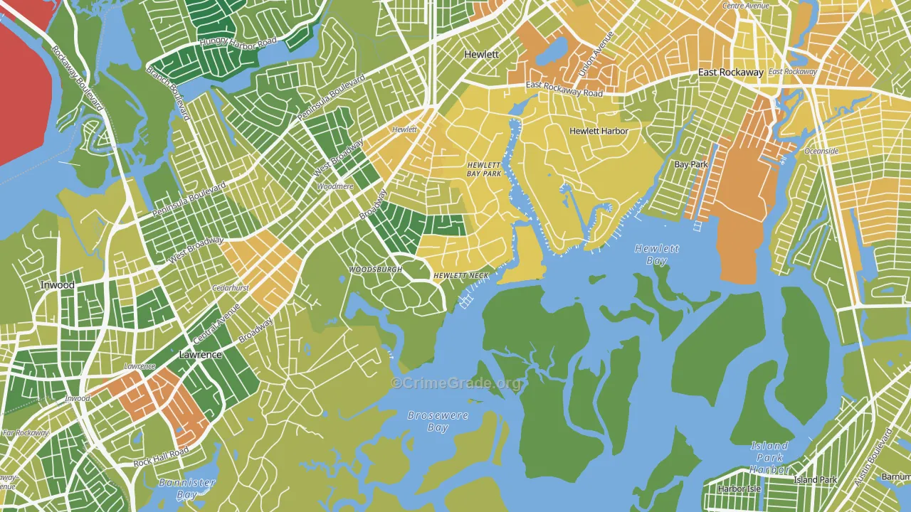 Hewlett Neck, NY Map of Drug-Related Crime Rates