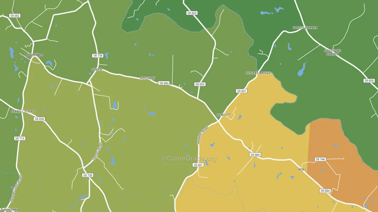 Hewlett, VA Map of Drug-Related Crime Rates