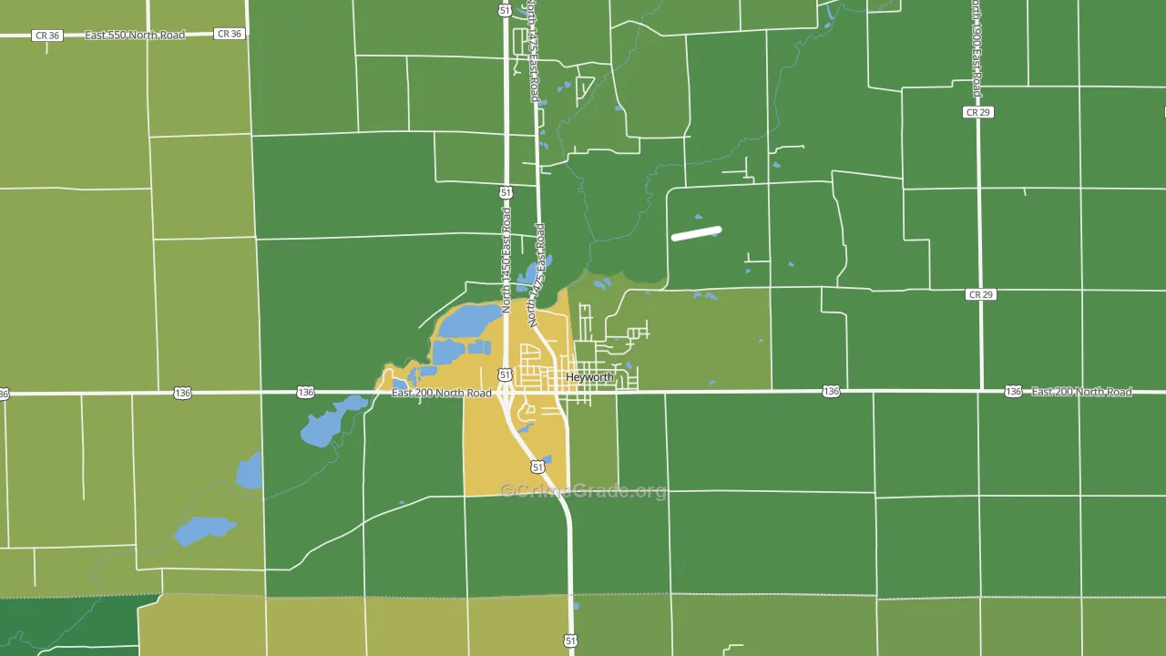Heyworth, IL Map of Drug-Related Crime Rates