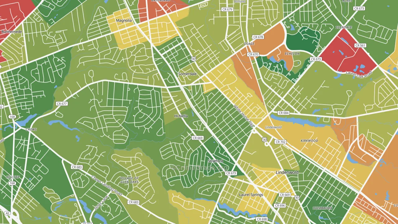 Hi-Nella, NJ Map of Drug-Related Crime Rates