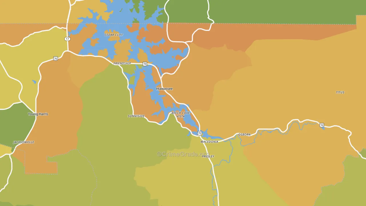 Hiawassee, GA Map of Drug-Related Crime Rates