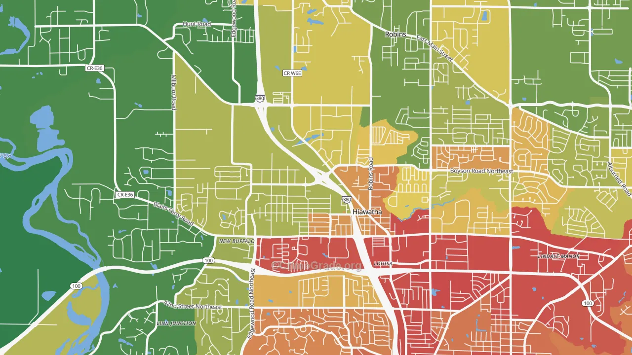 Hiawatha, IA Map of Drug-Related Crime Rates