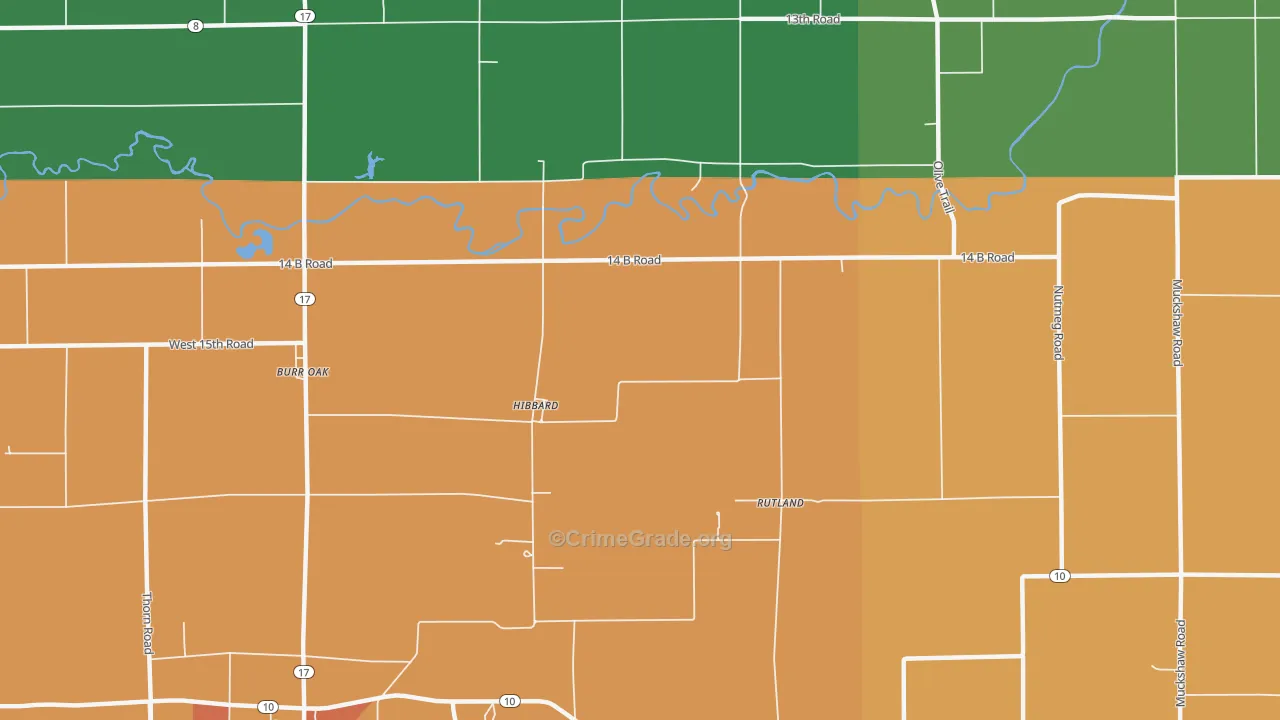 Hibbard, IN Map of Drug-Related Crime Rates