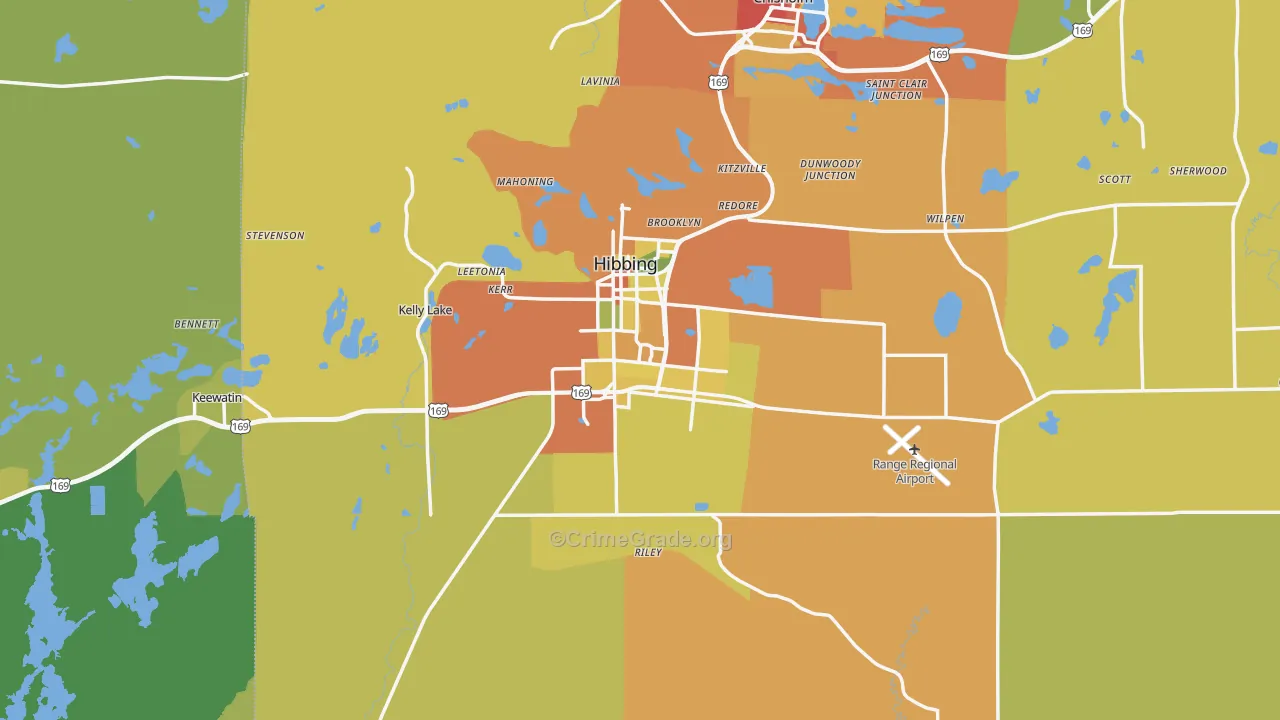 Hibbing, MN Map of Drug-Related Crime Rates