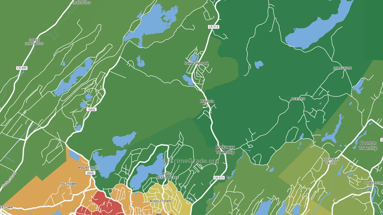 Hibernia, NJ Map of Drug-Related Crime Rates