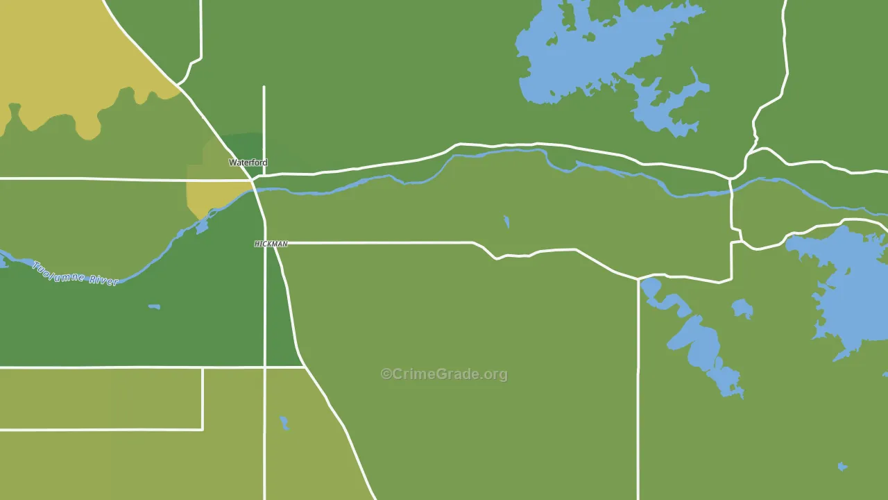 Hickman, CA Map of Drug-Related Crime Rates