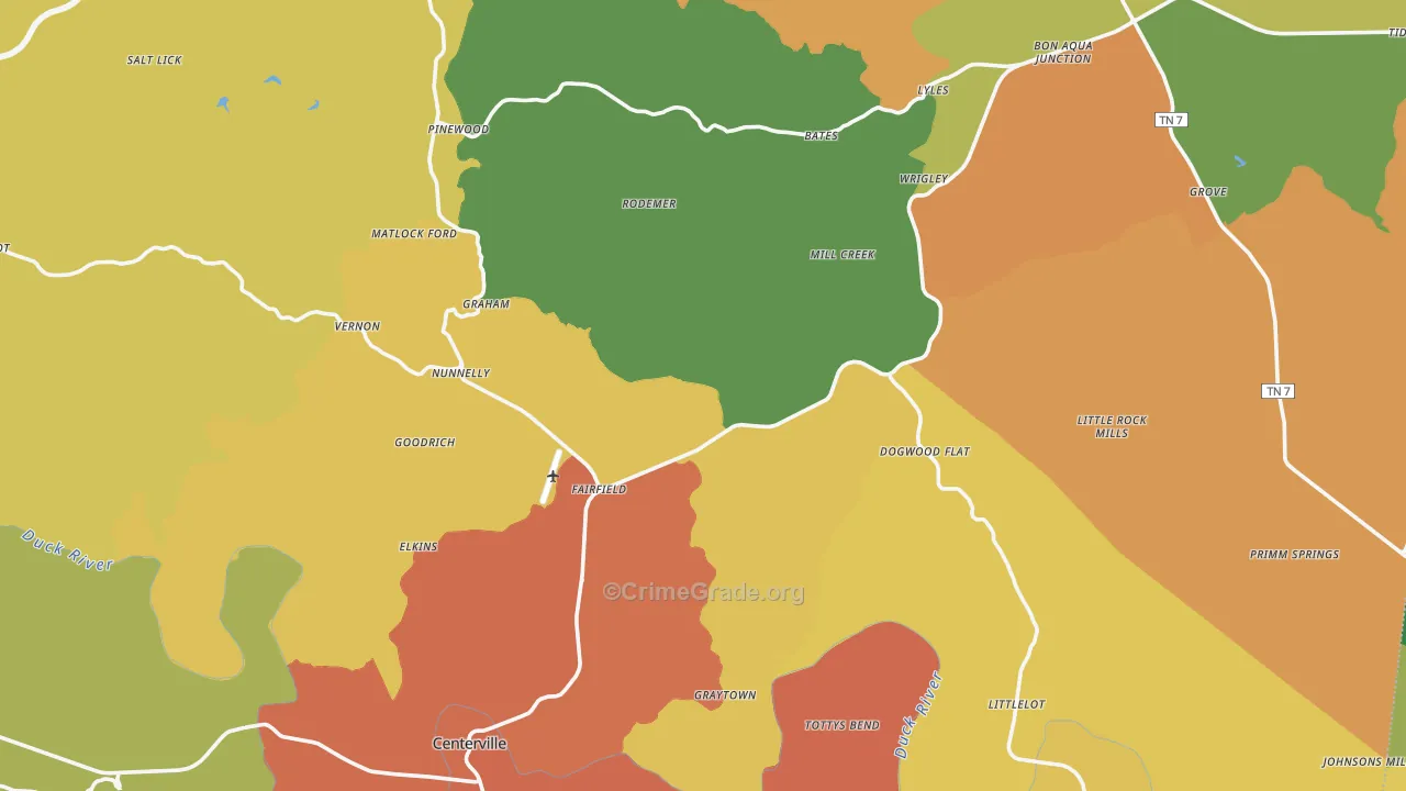 Hickman County, TN Map of Drug-Related Crime Rates