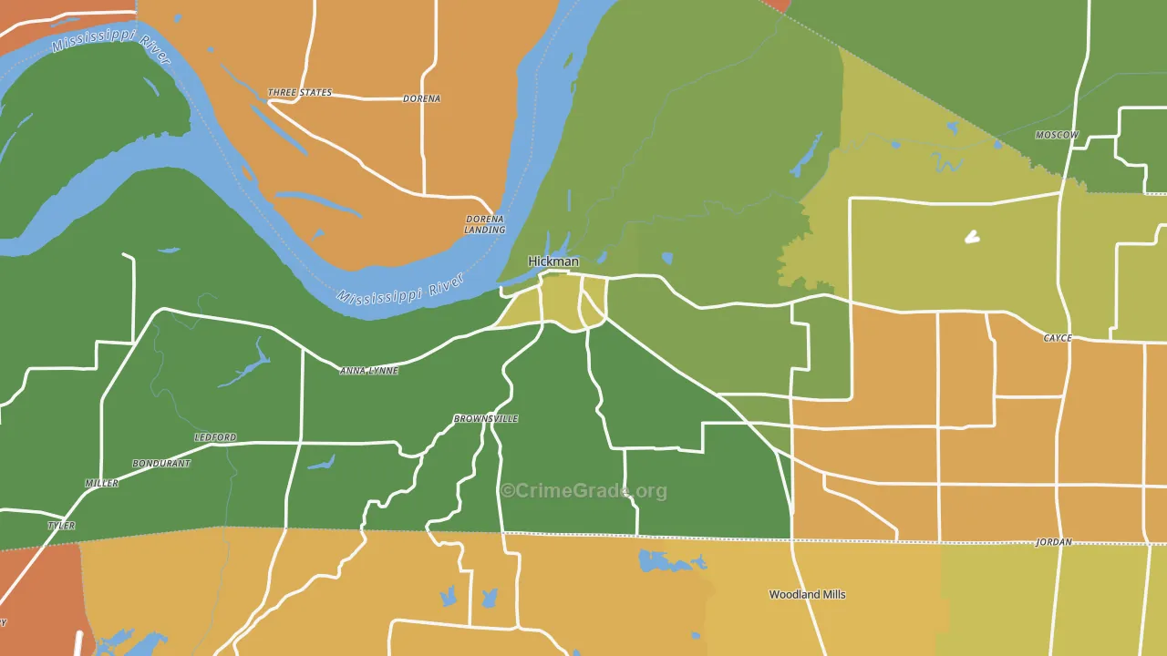 Hickman, KY Map of Drug-Related Crime Rates