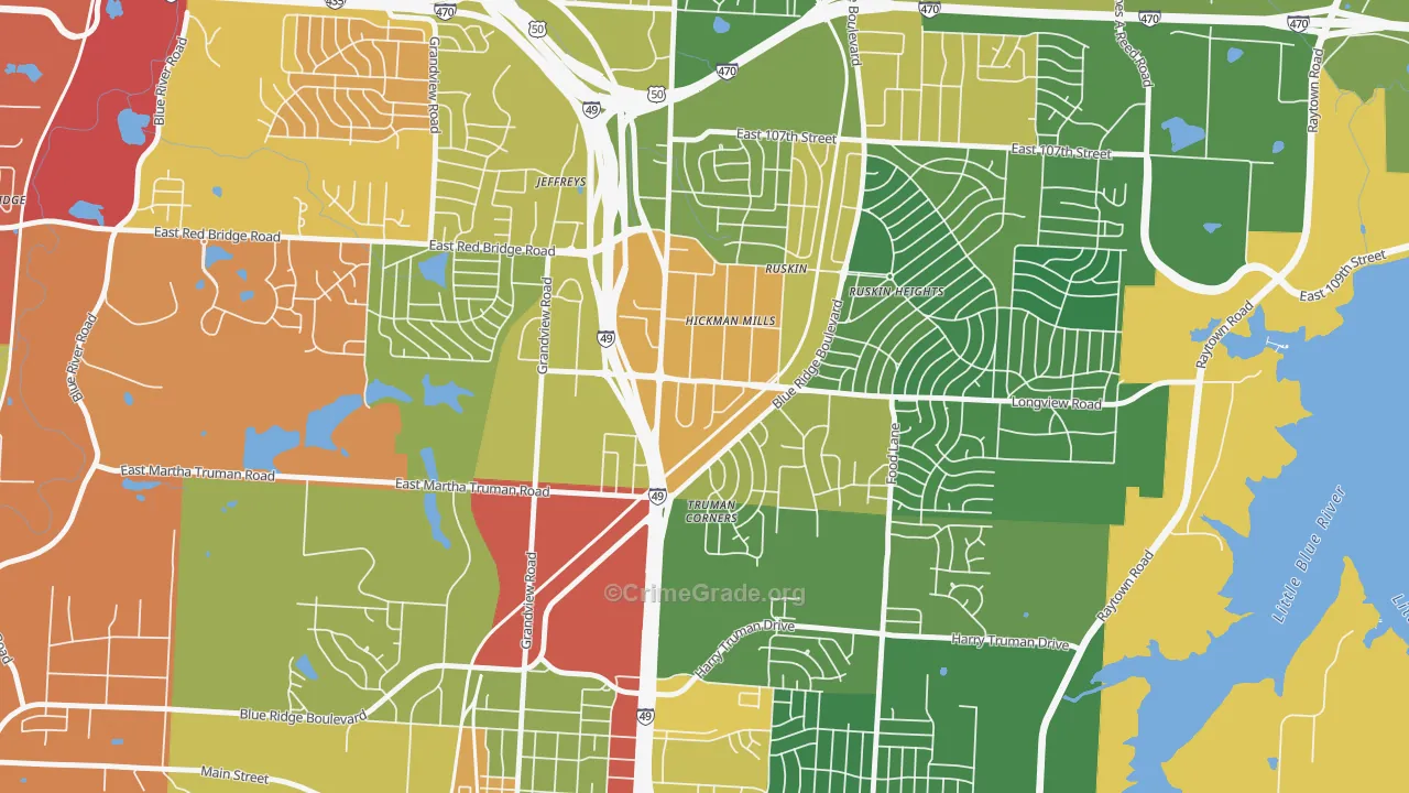 Hickman Mills, Kansas City, MO Map of Drug-Related Crime Rates