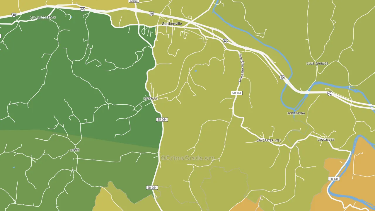 Hickman, TN Map of Drug-Related Crime Rates