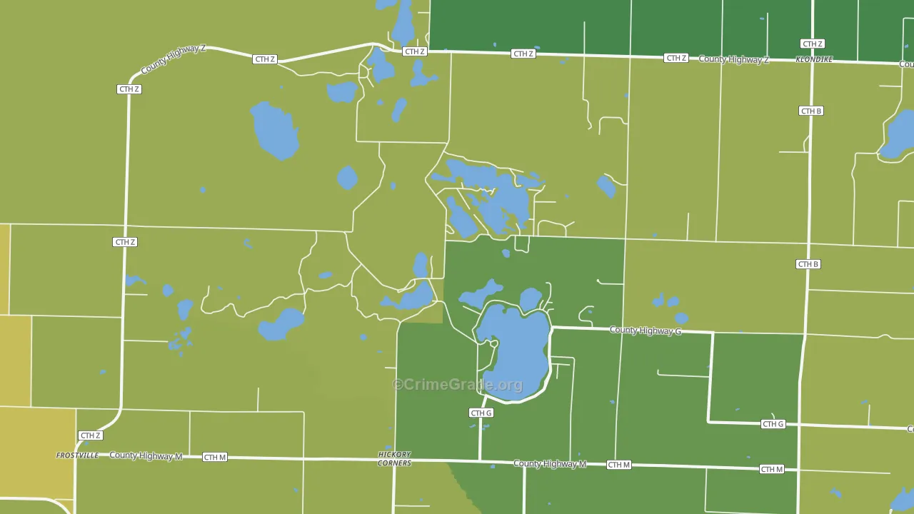 Hickory Corners, WI Map of Drug-Related Crime Rates