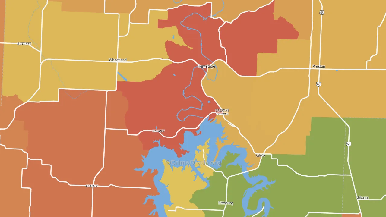 Hickory County, MO Map of Drug-Related Crime Rates