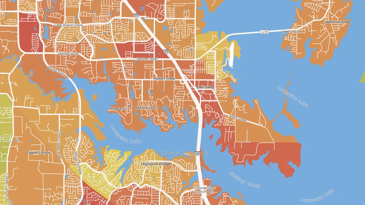 Hickory Creek, TX Map of Drug-Related Crime Rates