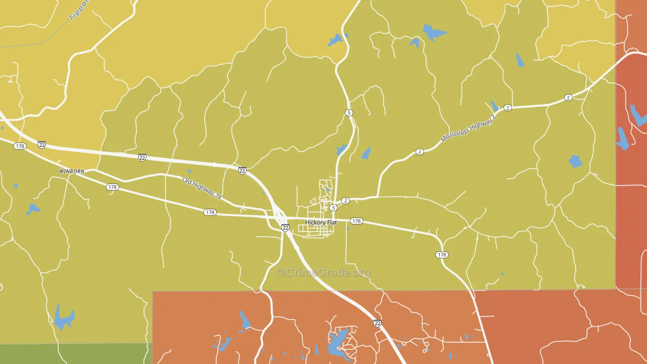 Hickory Flat, MS Map of Drug-Related Crime Rates