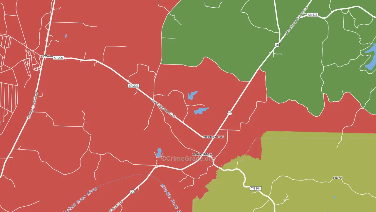 Hickory Flat, TN Map of Drug-Related Crime Rates