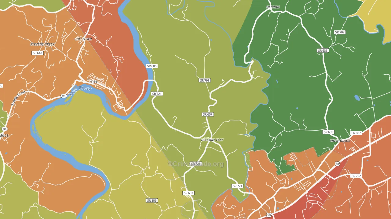 Hickory Flat, VA Map of Drug-Related Crime Rates