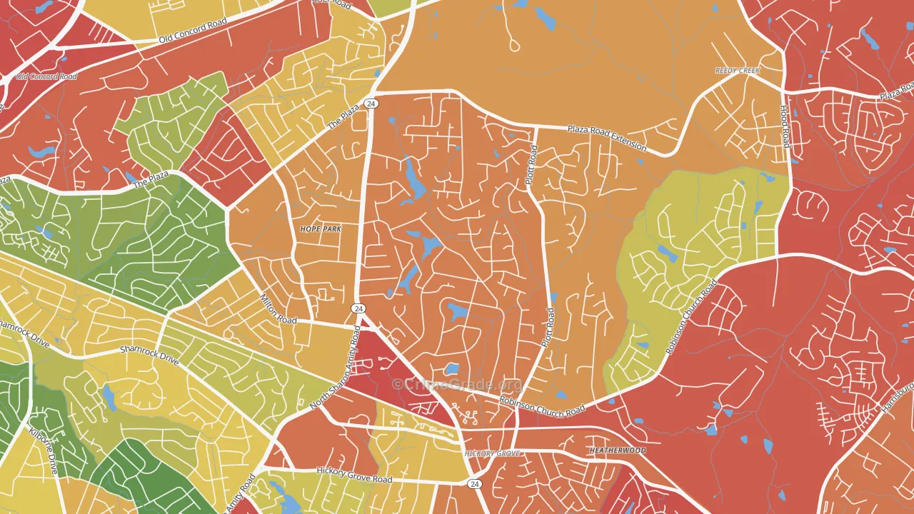 Hickory Grove, Charlotte, NC Map of Drug-Related Crime Rates