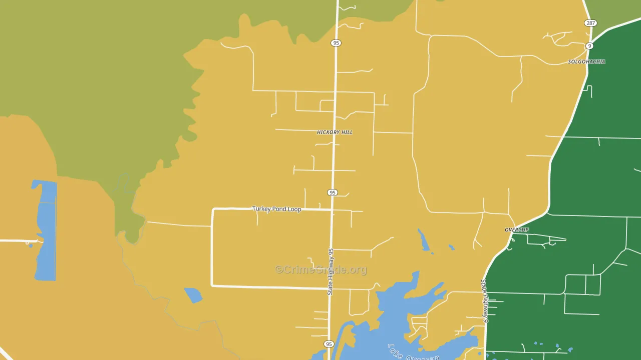 Hickory Hill, AR Map of Drug-Related Crime Rates