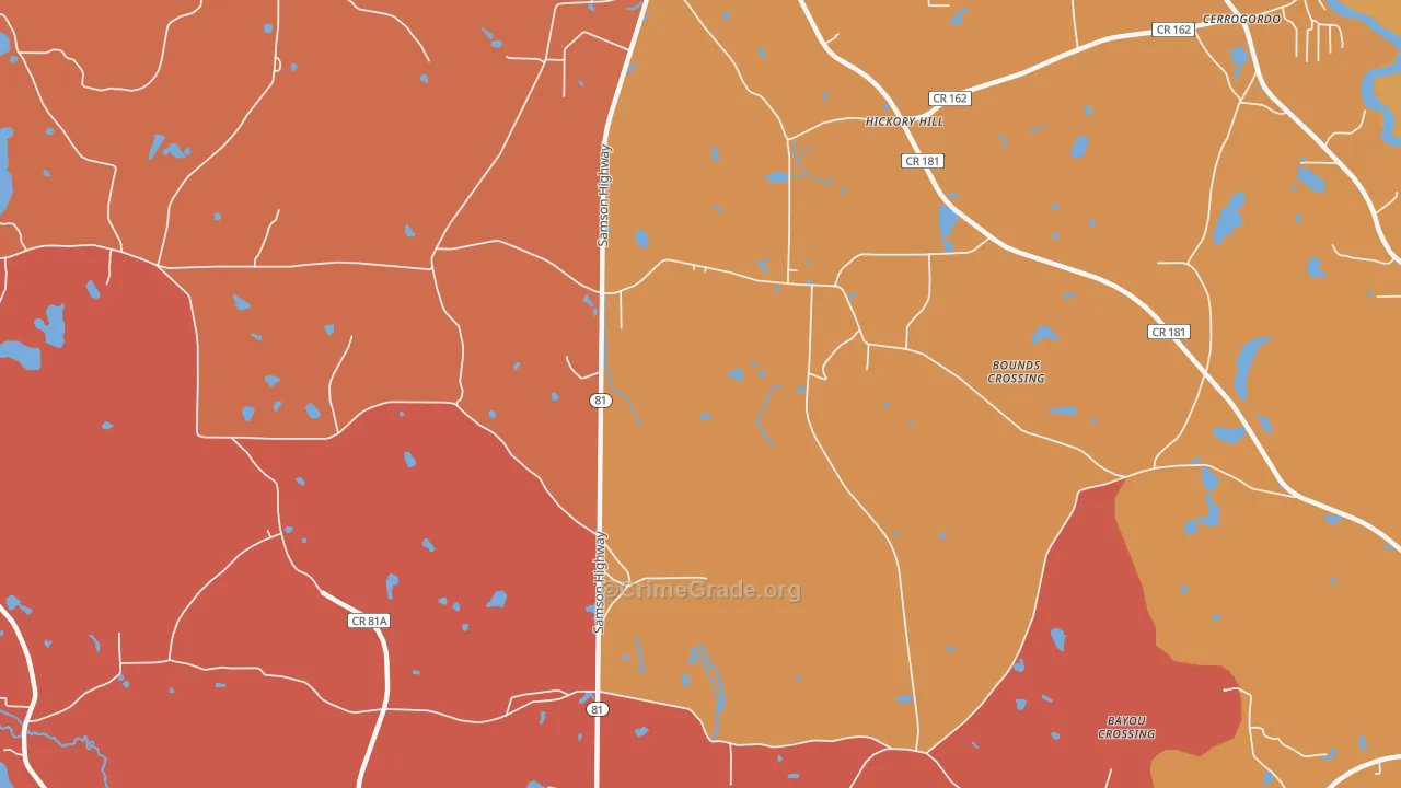 Hickory Hill, FL Map of Drug-Related Crime Rates