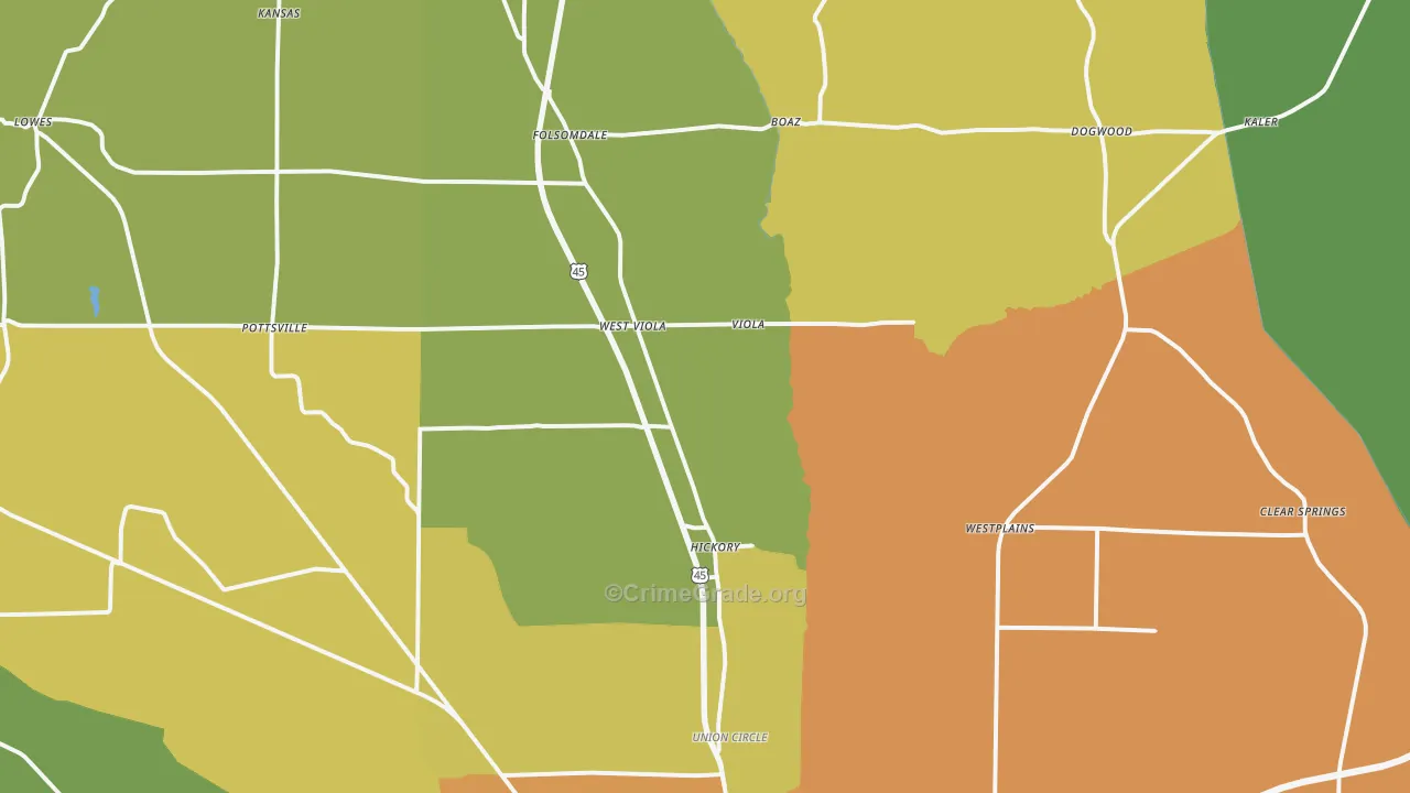 Hickory, KY Map of Drug-Related Crime Rates