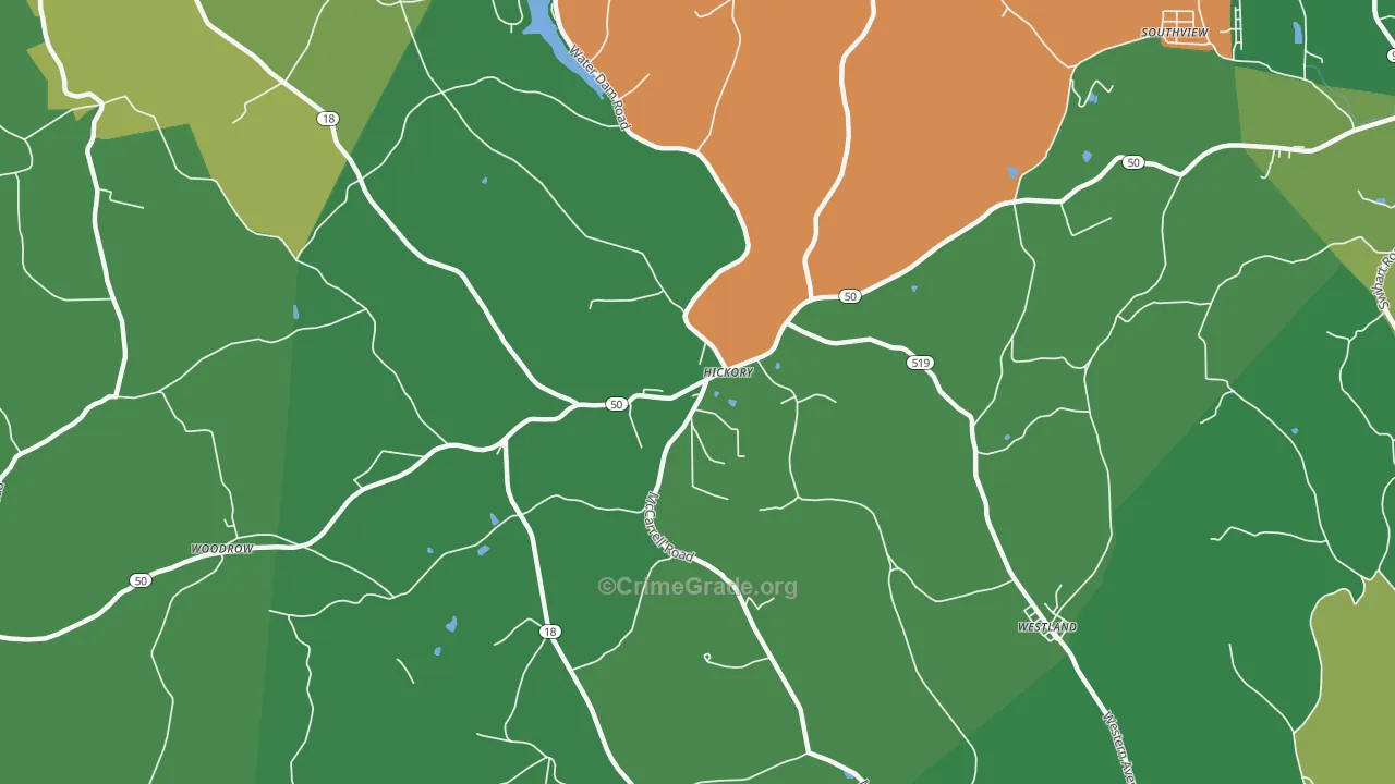 Hickory, PA Map of Drug-Related Crime Rates