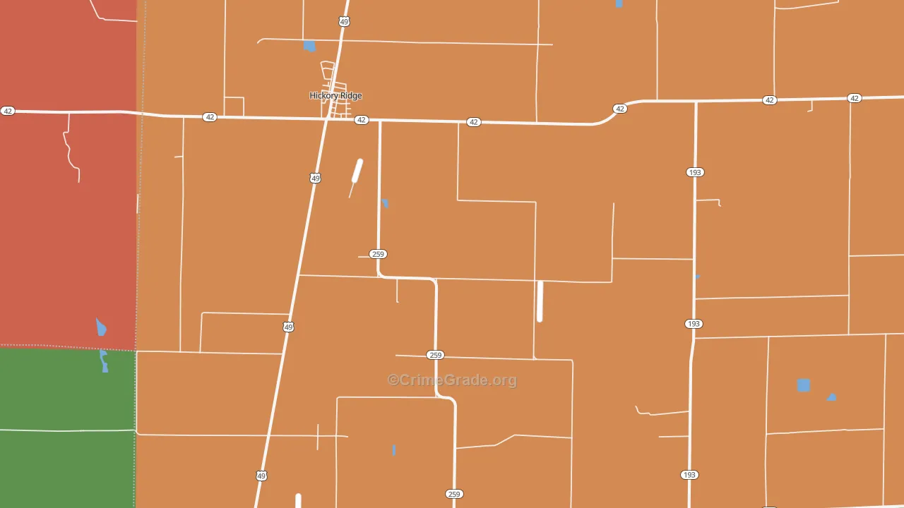 Hickory Ridge, AR Map of Drug-Related Crime Rates