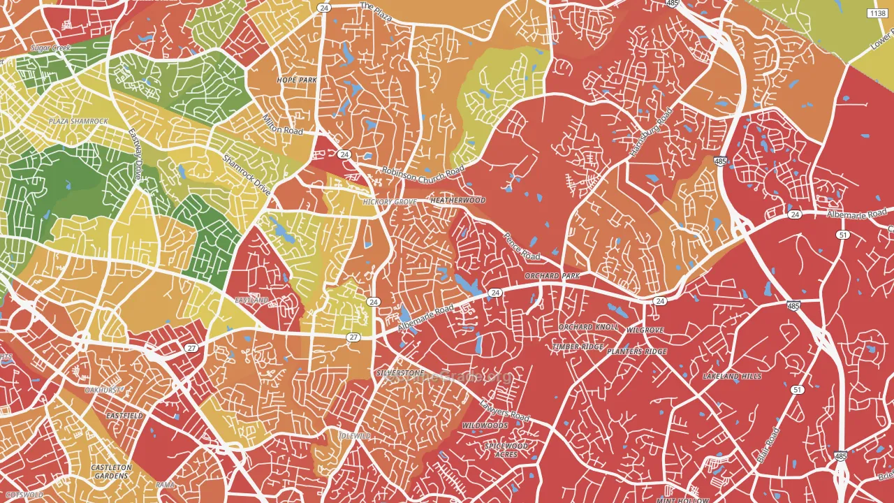 Hickory Ridge, Charlotte, NC Map of Drug-Related Crime Rates