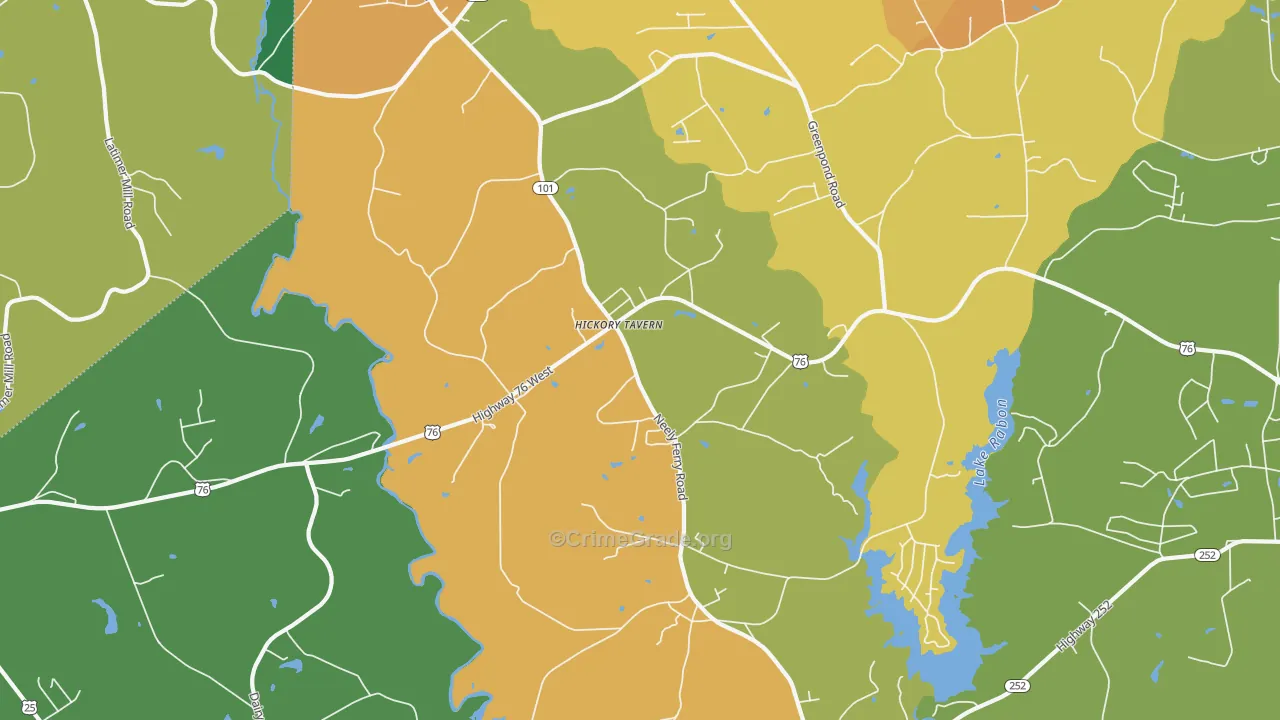 Hickory Tavern, SC Map of Drug-Related Crime Rates