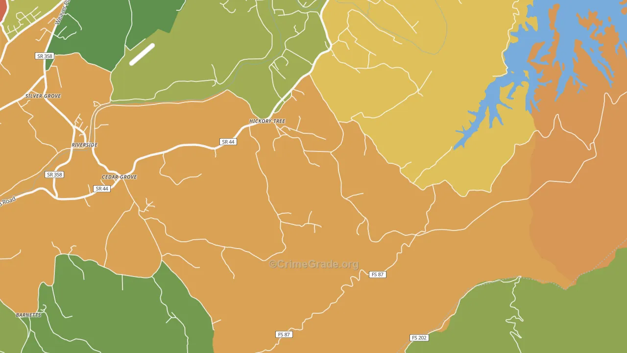 Hickory Tree, TN Map of Drug-Related Crime Rates