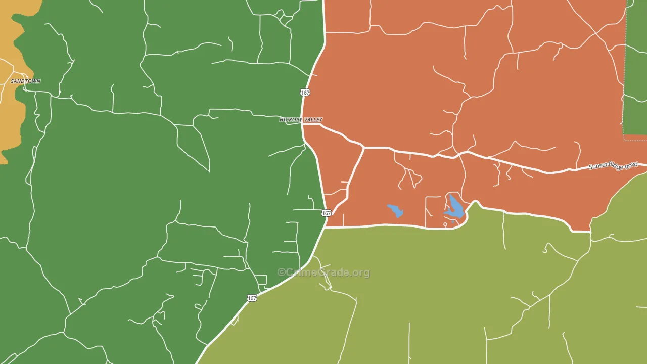 Hickory Valley, AR Map of Drug-Related Crime Rates
