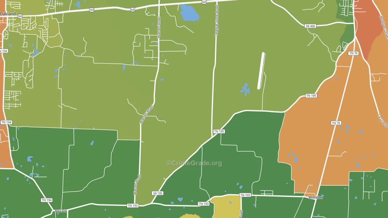 Hickory Withe, TN Map of Drug-Related Crime Rates