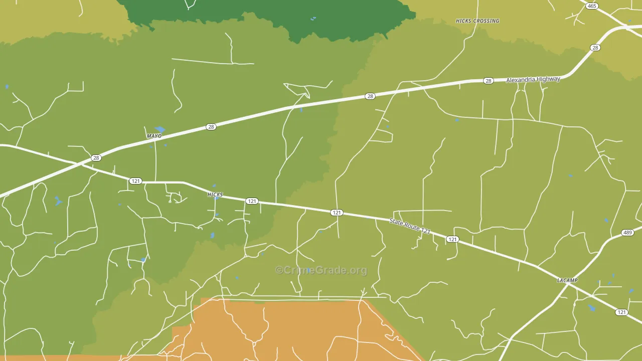Hicks, LA Map of Drug-Related Crime Rates