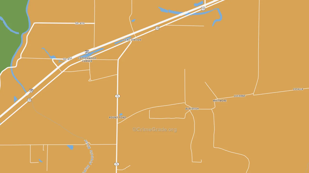 Hicks Station, AR Map of Drug-Related Crime Rates