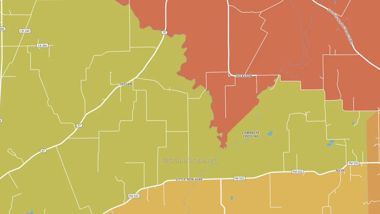 Hickston, TX Map of Drug-Related Crime Rates