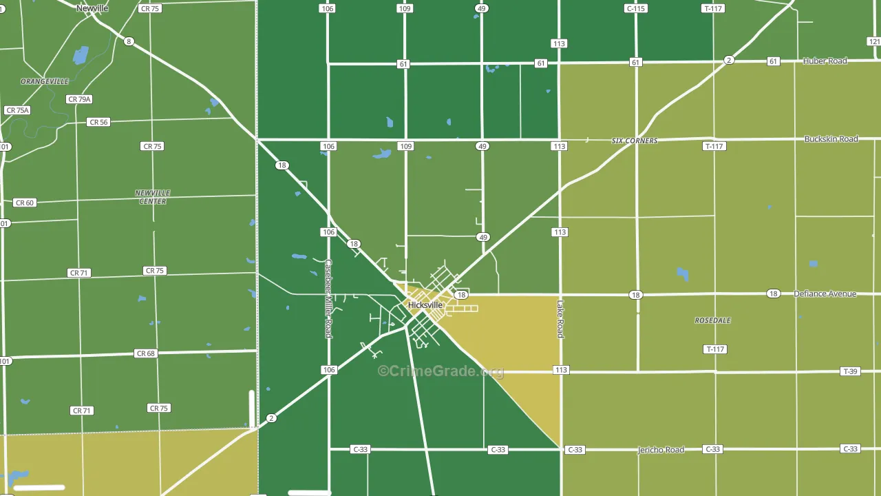 Hicksville, OH Map of Drug-Related Crime Rates
