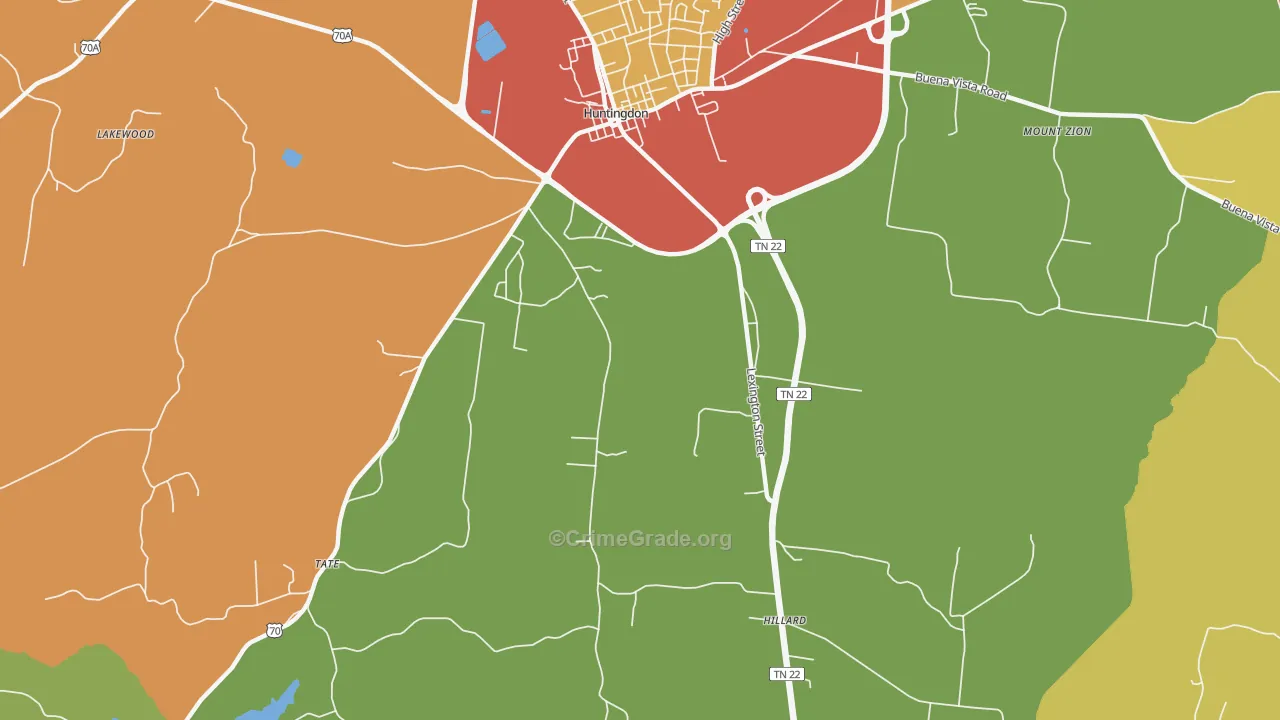 Hico, TN Map of Drug-Related Crime Rates