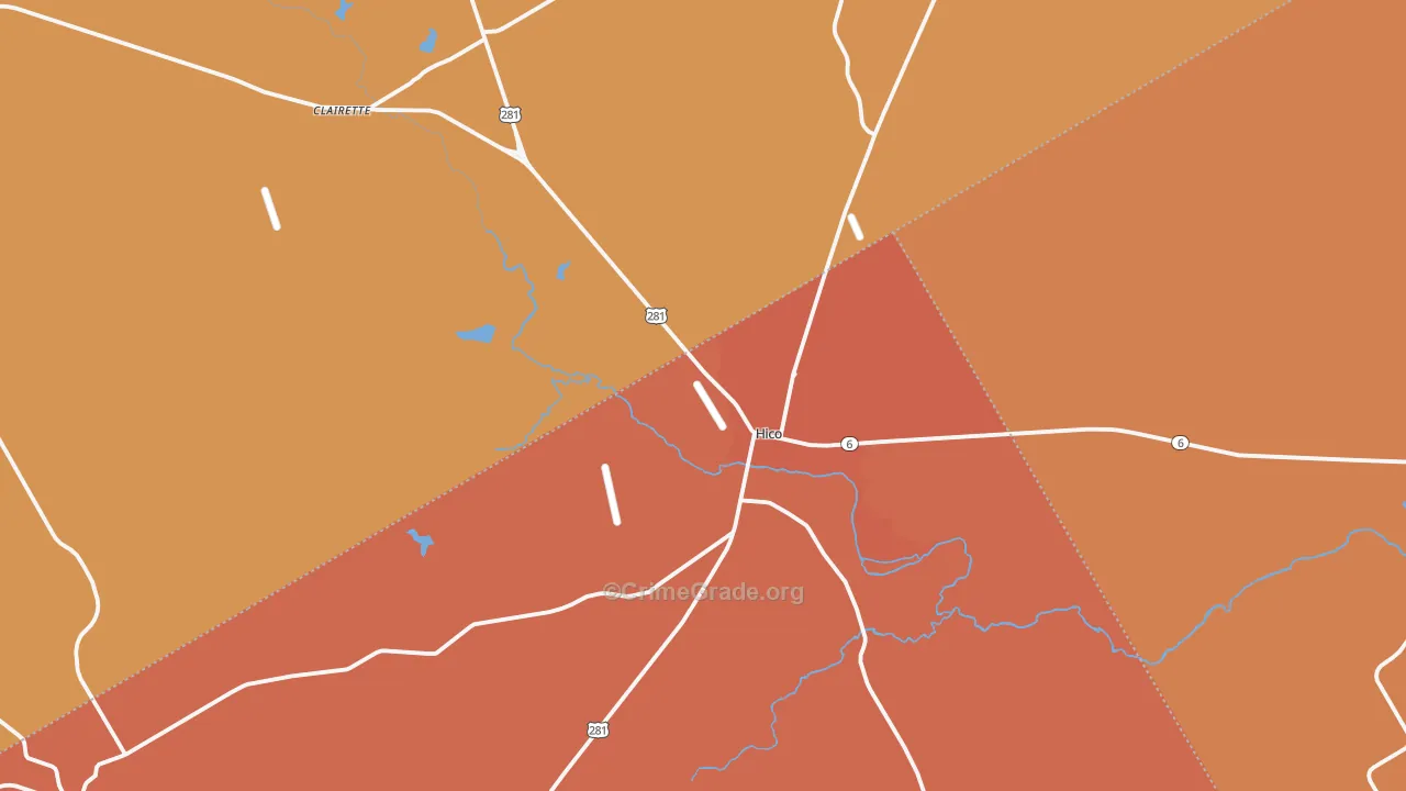 Hico, TX Map of Drug-Related Crime Rates