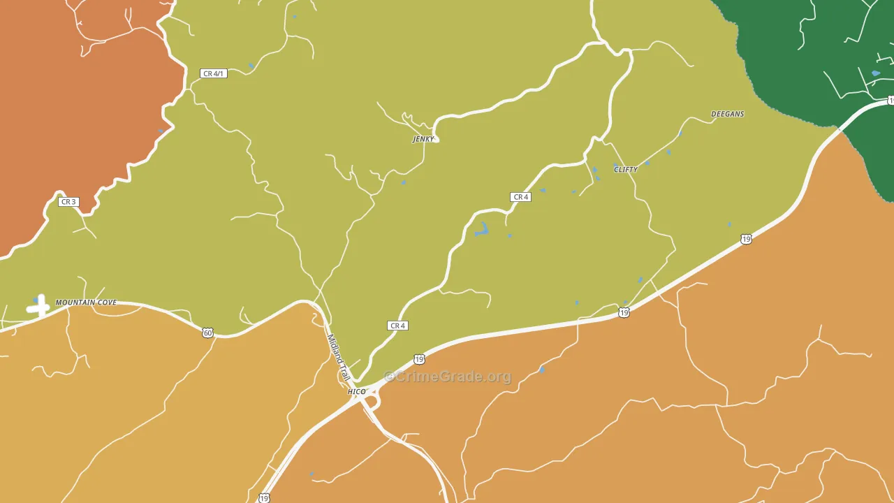 Hico, WV Map of Drug-Related Crime Rates