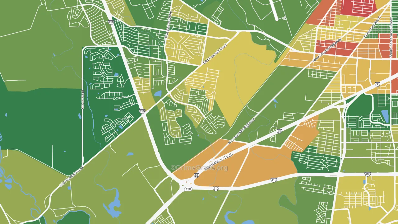 Hidden Cove-Indian Creek, San Antonio, TX Map of Drug-Related Crime Rates
