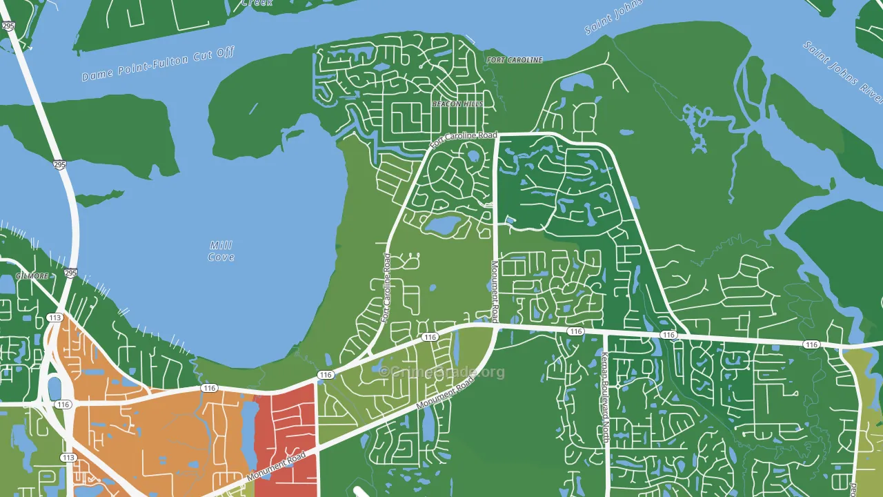 Hidden Hills, Jacksonville, FL Map of Drug-Related Crime Rates