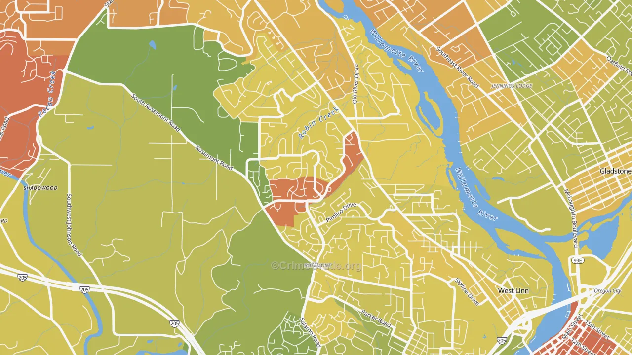 Hidden Springs, West Linn, OR Map of Drug-Related Crime Rates