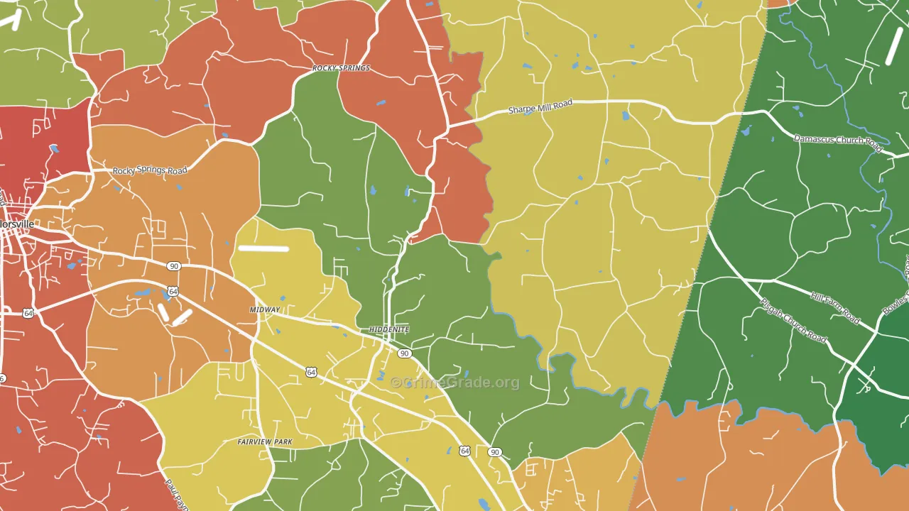 Hiddenite, NC Map of Drug-Related Crime Rates