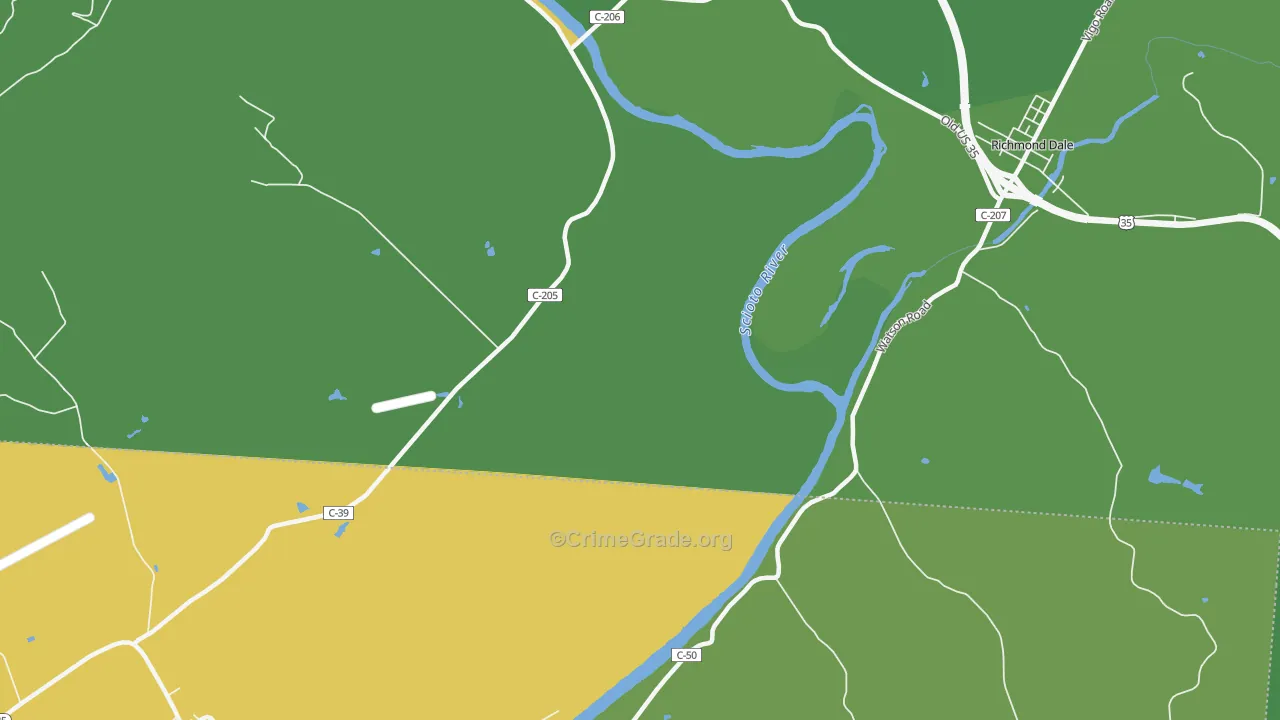 Higby, OH Map of Drug-Related Crime Rates