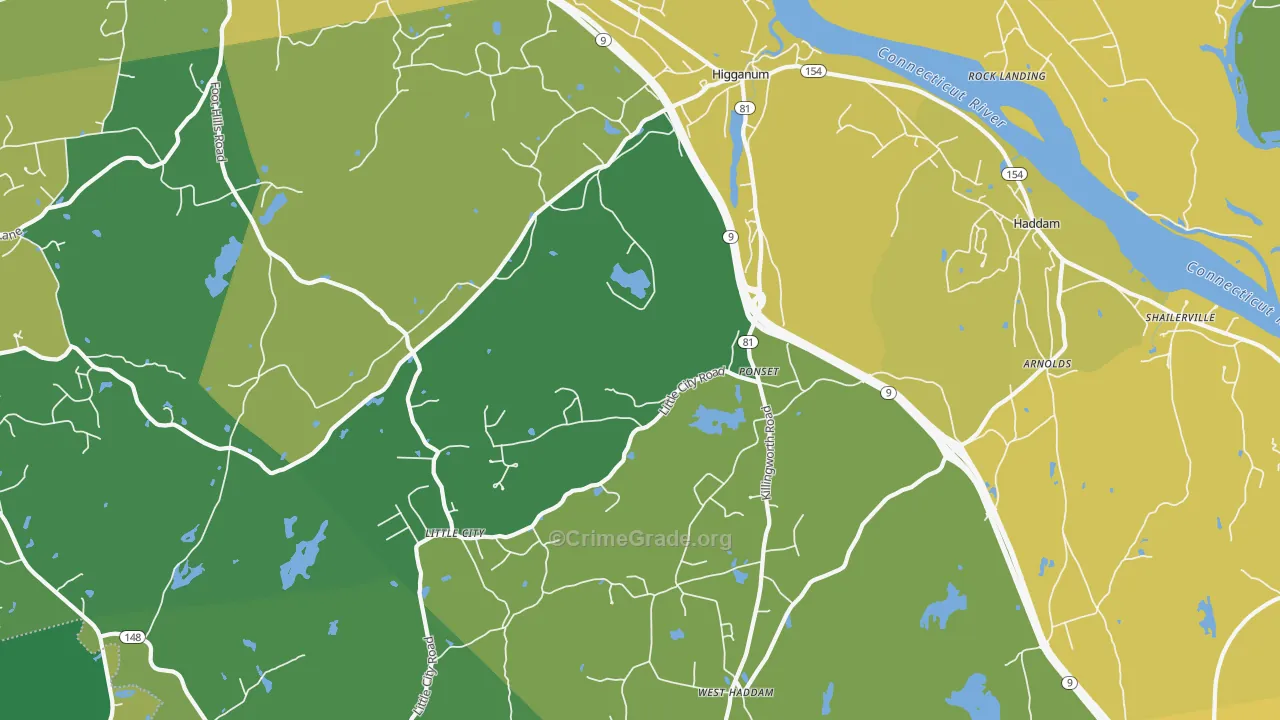Higganum, CT Map of Drug-Related Crime Rates