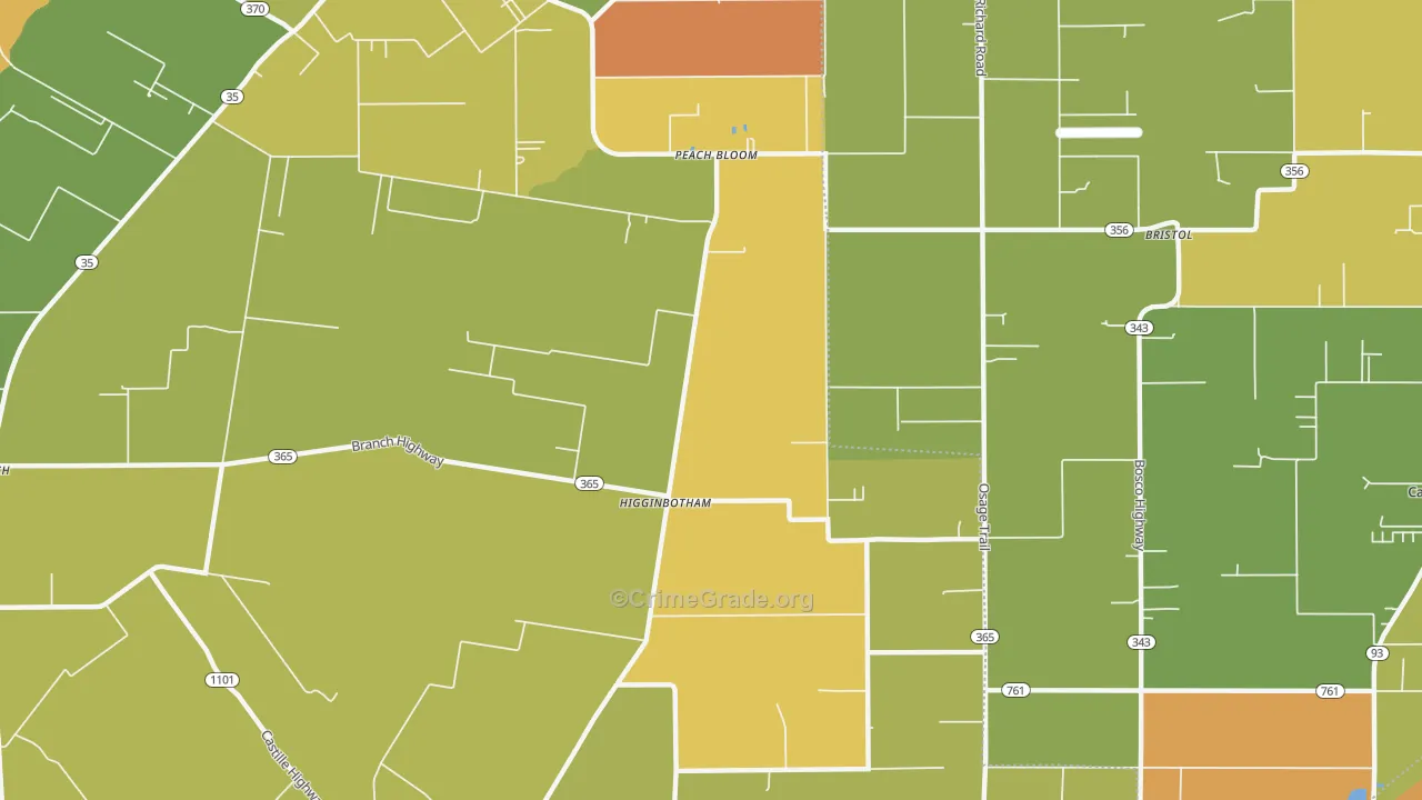 Higginbotham, LA Map of Drug-Related Crime Rates